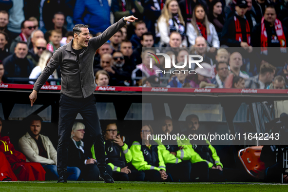 Feyenoord Rotterdam trainer Brian Priske is present during the match between Feyenoord and Twente at the Feyenoord stadium De Kuip for the D...