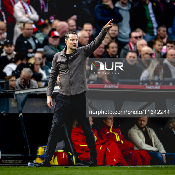 Feyenoord Rotterdam trainer Brian Priske is present during the match between Feyenoord and Twente at the Feyenoord stadium De Kuip for the D...