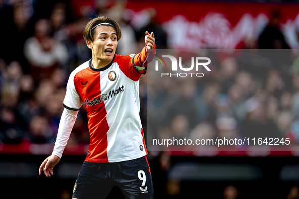 Feyenoord Rotterdam forward Ayase Ueda plays during the match between Feyenoord and Twente at the Feyenoord stadium De Kuip for the Dutch Er...