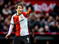 Feyenoord Rotterdam forward Ayase Ueda plays during the match between Feyenoord and Twente at the Feyenoord stadium De Kuip for the Dutch Er...