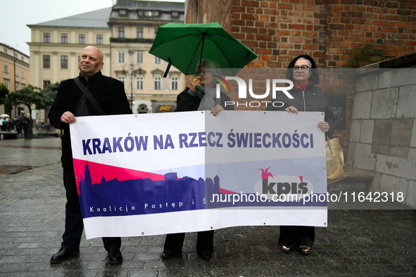 Participants of the Manifestation of Secularism gather on the Main Square as part of the Days of Secularism, which aim to promote, among oth...