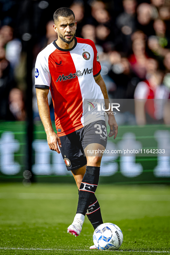 Feyenoord Rotterdam defender David Hancko plays during the match between Feyenoord and Twente at the Feyenoord stadium De Kuip for the Dutch...