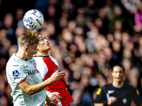 FC Twente midfielder Sem Steijn and Feyenoord Rotterdam forward Ayase Ueda play during the match between Feyenoord and Twente at the Feyenoo...