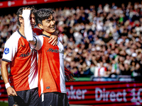 Feyenoord Rotterdam midfielder Inbeom Hwang scores the 2-0 and celebrates the goal during the match between Feyenoord and Twente at the Feye...