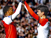 Feyenoord Rotterdam midfielder Inbeom Hwang scores the 2-0 and celebrates the goal during the match between Feyenoord and Twente at the Feye...