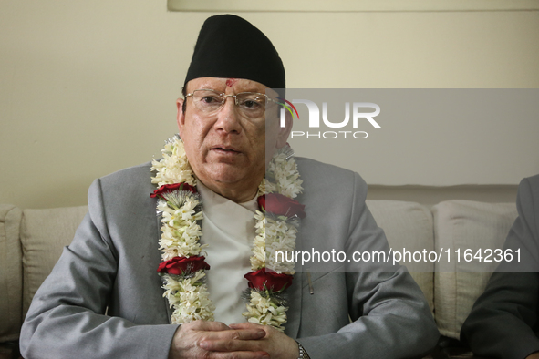 Nepal's newly appointed Chief Justice Prakashman Singh Raut holds a press briefing after assuming office in Kathmandu, Nepal, on October 6,...