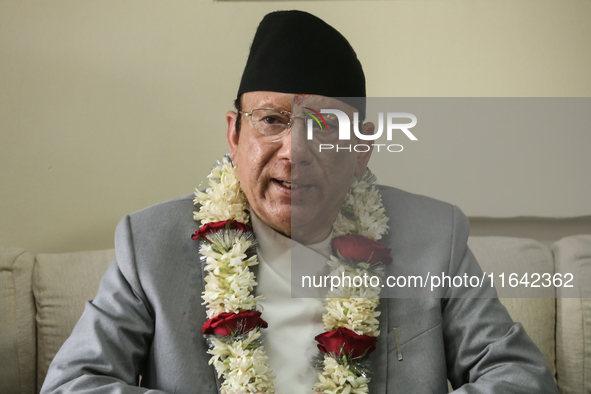 Nepal's newly appointed Chief Justice Prakashman Singh Raut holds a press briefing after assuming office in Kathmandu, Nepal, on October 6,...