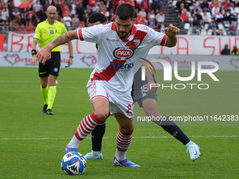 Tommaso Maggioni of Mantova 1911 participates in the Italian Serie B soccer championship football match between Mantova Calcio 1911 and Bres...