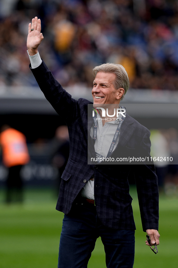 Kyle J. Krause president of Parma Calcio 1903 gestures during the Serie A Enilive match between Bologna FC and Parma Calcio 1903 at Stadio R...