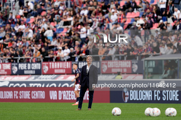 Kyle J. Krause president of Parma Calcio 1903 looks on during the Serie A Enilive match between Bologna FC and Parma Calcio 1903 at Stadio R...