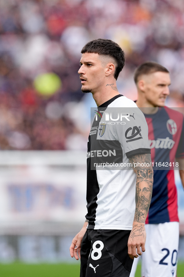 Dennis Man of Parma Calcio 1903 looks on during the Serie A Enilive match between Bologna FC and Parma Calcio 1903 at Stadio Renato Dall'Ara...