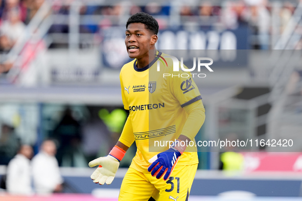 Zion Suzuki of Parma Calcio 1903 looks on during the Serie A Enilive match between Bologna FC and Parma Calcio 1903 at Stadio Renato Dall'Ar...