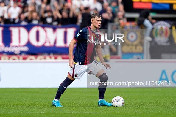 Sam Beukema of Bologna FC during the Serie A Enilive match between Bologna FC and Parma Calcio 1903 at Stadio Renato Dall'Ara on October 06,...