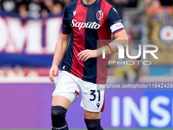 Sam Beukema of Bologna FC during the Serie A Enilive match between Bologna FC and Parma Calcio 1903 at Stadio Renato Dall'Ara on October 06,...