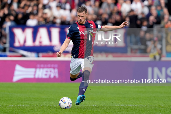 Sam Beukema of Bologna FC during the Serie A Enilive match between Bologna FC and Parma Calcio 1903 at Stadio Renato Dall'Ara on October 06,...