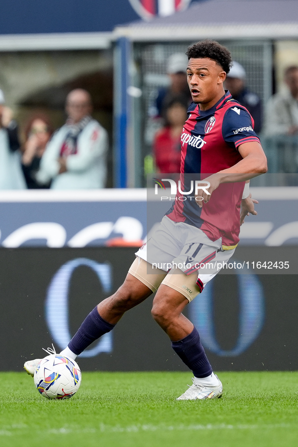 Dan Ndoye of Bologna FC during the Serie A Enilive match between Bologna FC and Parma Calcio 1903 at Stadio Renato Dall'Ara on October 06, 2...