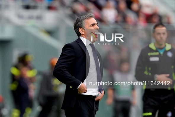 Fabio Pecchia head coach of Parma Calcio 1903 yells during the Serie A Enilive match between Bologna FC and Parma Calcio 1903 at Stadio Rena...