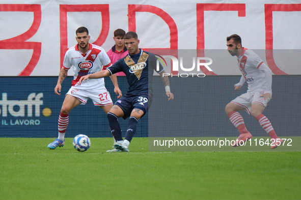 Michele Besaggio of Brescia Calcio FC carries the ball during the Italian Serie B soccer championship football match between Mantova Calcio...