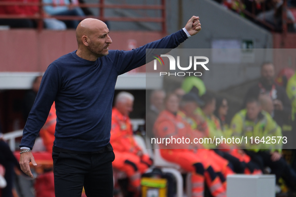 Davide Possanzini is the head coach of Mantova 1911 during the Italian Serie B soccer championship match between Mantova Calcio 1911 and Bre...