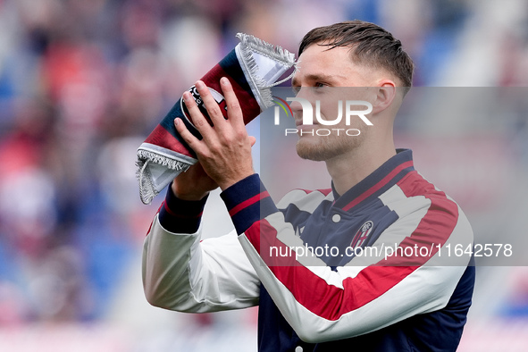 Sam Beukema of Bologna FC looks on during the Serie A Enilive match between Bologna FC and Parma Calcio 1903 at Stadio Renato Dall'Ara on Oc...