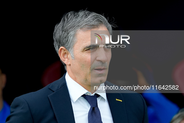 Fabio Pecchia head coach of Parma Calcio 1903 looks on during the Serie A Enilive match between Bologna FC and Parma Calcio 1903 at Stadio R...