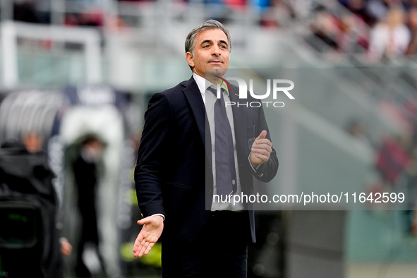 Fabio Pecchia head coach of Parma Calcio 1903 looks on during the Serie A Enilive match between Bologna FC and Parma Calcio 1903 at Stadio R...