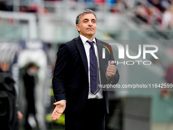 Fabio Pecchia head coach of Parma Calcio 1903 looks on during the Serie A Enilive match between Bologna FC and Parma Calcio 1903 at Stadio R...