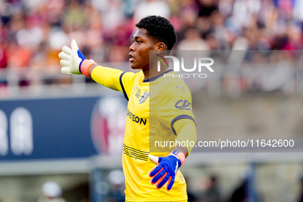 Zion Suzuki of Parma Calcio 1903 gestures during the Serie A Enilive match between Bologna FC and Parma Calcio 1903 at Stadio Renato Dall'Ar...