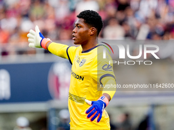 Zion Suzuki of Parma Calcio 1903 gestures during the Serie A Enilive match between Bologna FC and Parma Calcio 1903 at Stadio Renato Dall'Ar...