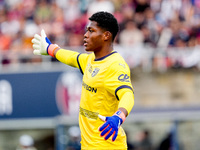 Zion Suzuki of Parma Calcio 1903 gestures during the Serie A Enilive match between Bologna FC and Parma Calcio 1903 at Stadio Renato Dall'Ar...