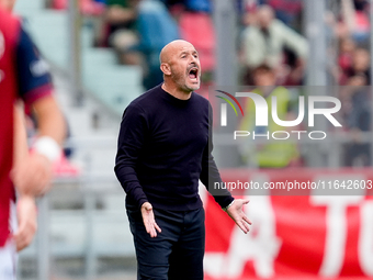 Fabio Pecchia head coach of Parma Calcio 1903 yells during the Serie A Enilive match between Bologna FC and Parma Calcio 1903 at Stadio Rena...