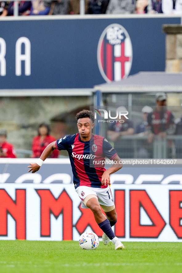 Dan Ndoye of Bologna FC during the Serie A Enilive match between Bologna FC and Parma Calcio 1903 at Stadio Renato Dall'Ara on October 06, 2...