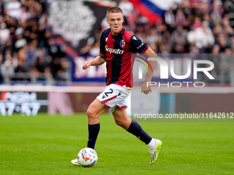 Emil Holm of Bologna FC during the Serie A Enilive match between Bologna FC and Parma Calcio 1903 at Stadio Renato Dall'Ara on October 06, 2...