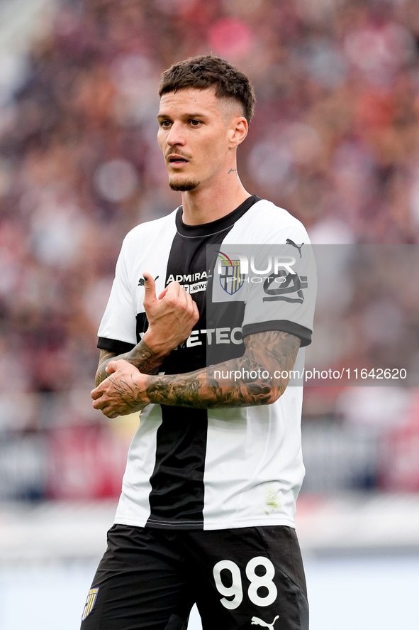 Dennis Man of Parma Calcio 1903 looks on during the Serie A Enilive match between Bologna FC and Parma Calcio 1903 at Stadio Renato Dall'Ara...