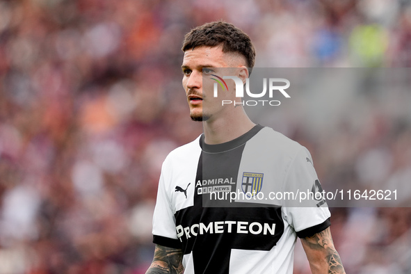 Dennis Man of Parma Calcio 1903 looks on during the Serie A Enilive match between Bologna FC and Parma Calcio 1903 at Stadio Renato Dall'Ara...