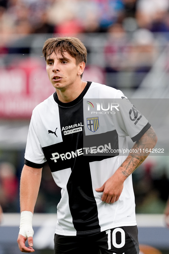 Adrian Bernabe' of Parma Calcio 1903 looks on during the Serie A Enilive match between Bologna FC and Parma Calcio 1903 at Stadio Renato Dal...