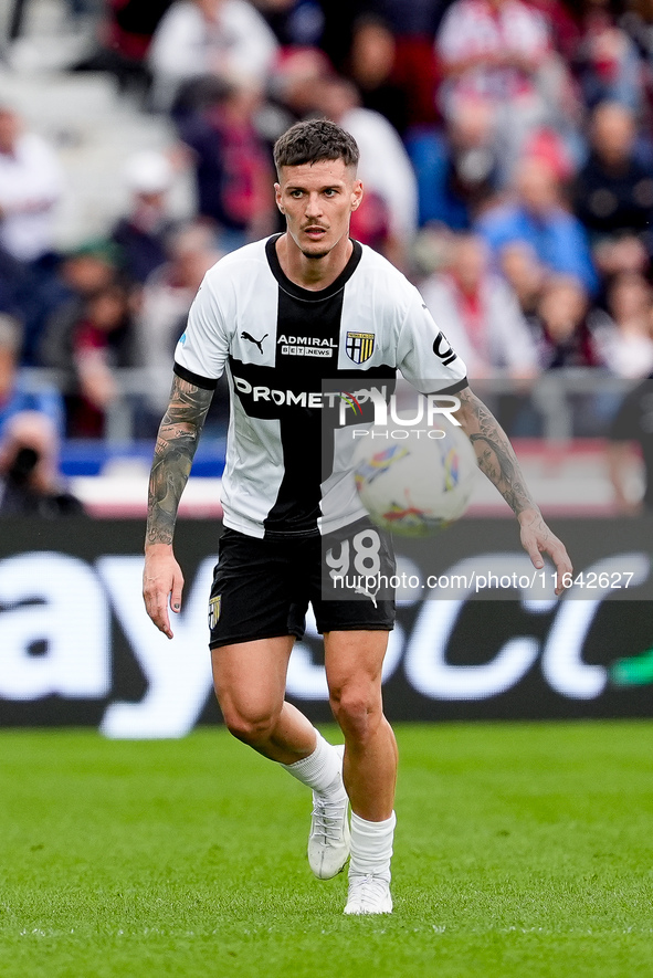 Dennis Man of Parma Calcio 1903 during the Serie A Enilive match between Bologna FC and Parma Calcio 1903 at Stadio Renato Dall'Ara on Octob...