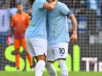 Mattia Zaccagni of S.S. Lazio celebrates after scoring the goal to make it 1-1 during the 7th day of the Serie A Championship between S.S. L...