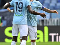 Mattia Zaccagni of S.S. Lazio celebrates after scoring the goal to make it 1-1 during the 7th day of the Serie A Championship between S.S. L...