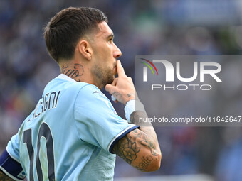 Mattia Zaccagni of S.S. Lazio celebrates after scoring the goal to make it 1-1 during the 7th day of the Serie A Championship between S.S. L...