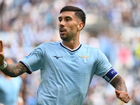 Mattia Zaccagni of S.S. Lazio celebrates after scoring the goal to make it 1-1 during the 7th day of the Serie A Championship between S.S. L...