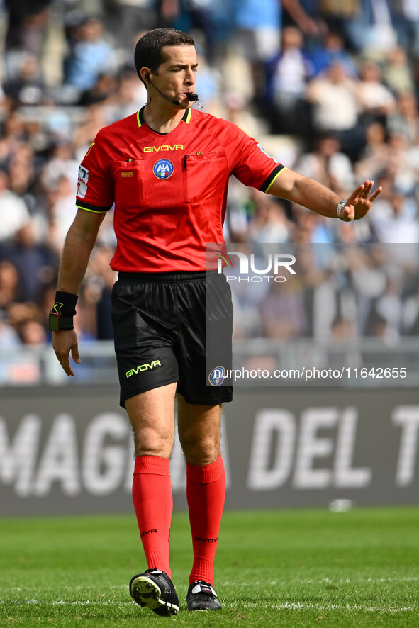 Referee Giovanni Ayroldi officiates during the 7th day of the Serie A Championship between S.S. Lazio and Empoli F.C. at the Olympic Stadium...