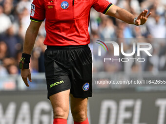 Referee Giovanni Ayroldi officiates during the 7th day of the Serie A Championship between S.S. Lazio and Empoli F.C. at the Olympic Stadium...