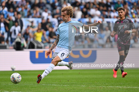 Nicolo Rovella of S.S. Lazio is in action during the 7th day of the Serie A Championship between S.S. Lazio and Empoli F.C. at the Olympic S...