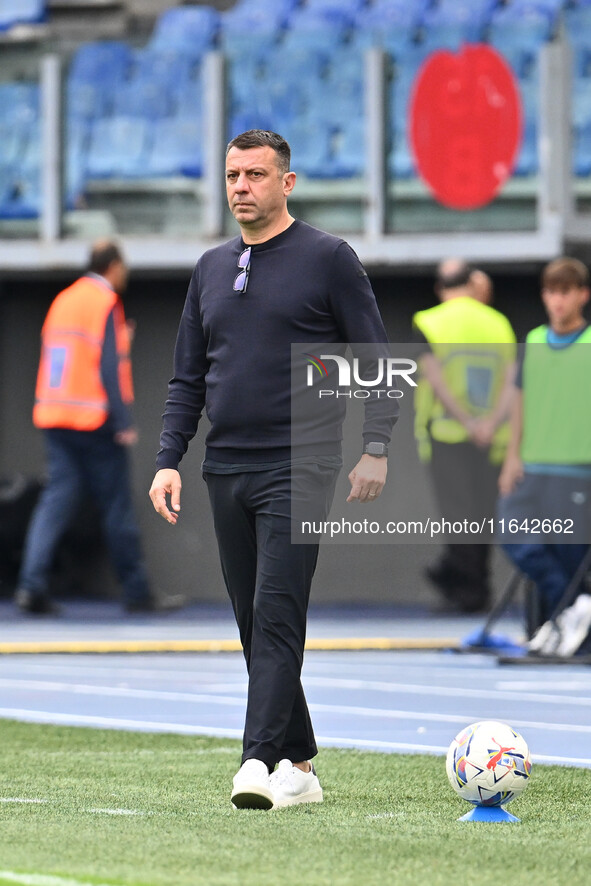 Roberto D'Aversa coaches Empoli F.C. during the 7th day of the Serie A Championship between S.S. Lazio and Empoli F.C. at the Olympic Stadiu...