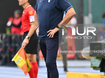 Marco Baroni coaches S.S. Lazio during the 7th day of the Serie A Championship between S.S. Lazio and Empoli F.C. at the Olympic Stadium in...