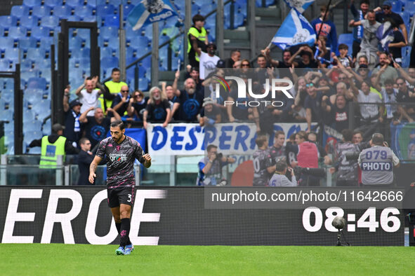 Giuseppe Pezzella of Empoli F.C. participates in the 7th day of the Serie A Championship between S.S. Lazio and Empoli F.C. at the Olympic S...