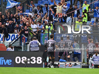 Sebastiano Esposito of Empoli F.C. celebrates after scoring the goal of 0-1 during the 7th day of the Serie A Championship between S.S. Lazi...