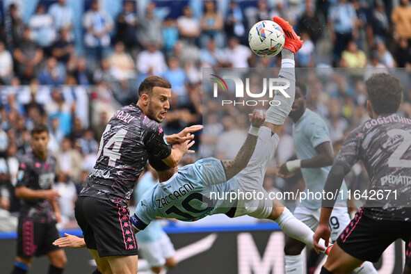 Mattia Zaccagni of S.S. Lazio is in action during the 7th day of the Serie A Championship between S.S. Lazio and Empoli F.C. at the Olympic...