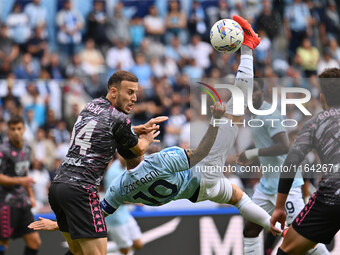 Mattia Zaccagni of S.S. Lazio is in action during the 7th day of the Serie A Championship between S.S. Lazio and Empoli F.C. at the Olympic...